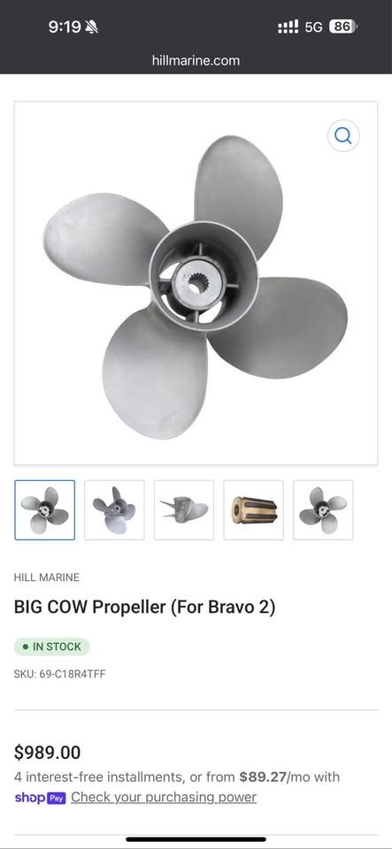 Mercruiser Bravo 2 SS 4 Blade 18p